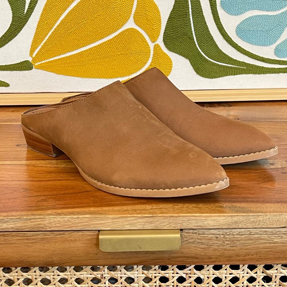 Steven by Steve Madden Addiena Brown Leather Flat Mules Size 10